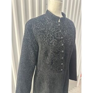 Stunning Black Chenille‎ Midi Length Coat by Wah Maker - Size Medium